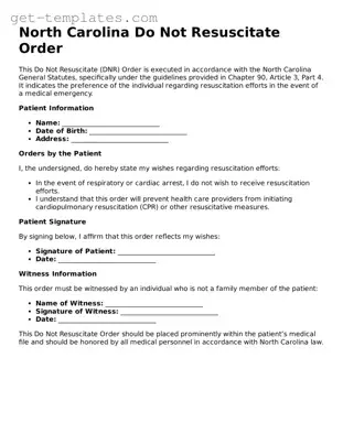 Attorney-Approved  Do Not Resuscitate Order Document for North Carolina