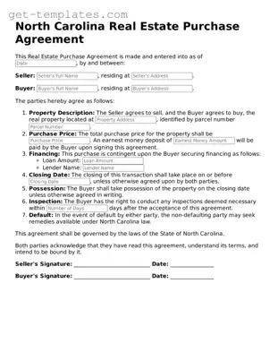 Attorney-Approved  Real Estate Purchase Agreement Document for North Carolina