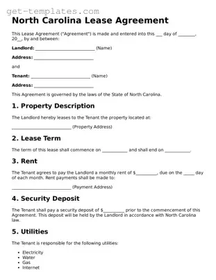 Attorney-Approved  Lease Agreement Document for North Carolina