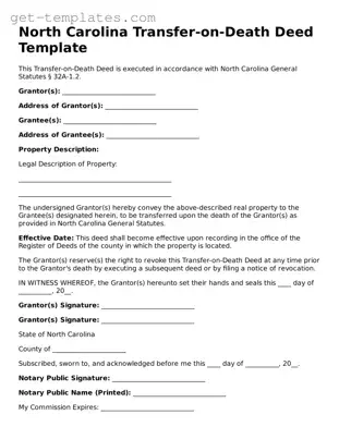 Attorney-Approved  Transfer-on-Death Deed Document for North Carolina