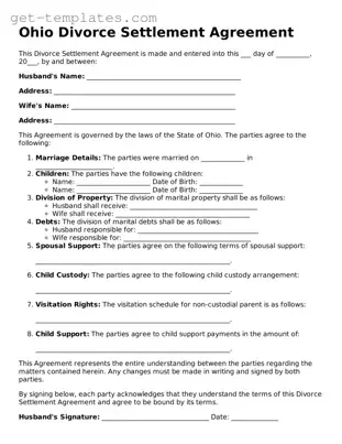 Attorney-Approved  Divorce Settlement Agreement Document for Ohio