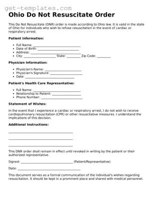 Attorney-Approved  Do Not Resuscitate Order Document for Ohio