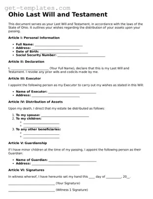Attorney-Approved  Last Will and Testament Document for Ohio