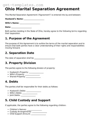 Attorney-Approved  Marital Separation Agreement Document for Ohio
