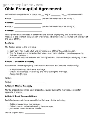 Attorney-Approved  Prenuptial Agreement Document for Ohio