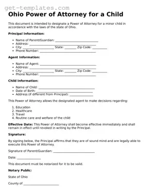 Attorney-Approved  Power of Attorney for a Child Document for Ohio