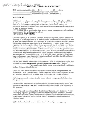 Fill in a Valid Owner Operator Lease Agreement Template