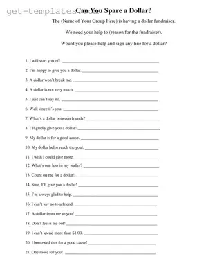 Fill in a Valid Donated A Dollar Template