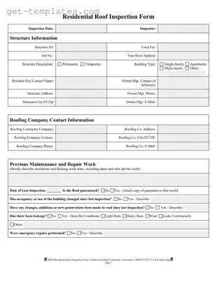 Fill in a Valid Roof Inspection Template