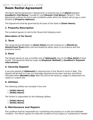 Attorney-Approved Room Rental Agreement Form