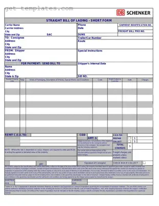 Fill in a Valid Straight Bill Of Lading Template