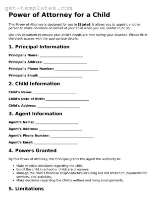 Attorney-Approved Power of Attorney for a Child Form