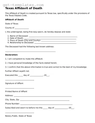 Attorney-Approved  Affidavit of Death Document for Texas