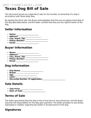 Attorney-Approved Dog Bill of Sale Document for Texas