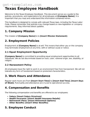 Attorney-Approved  Employee Handbook Document for Texas