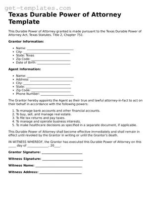 Attorney-Approved  Durable Power of Attorney Document for Texas