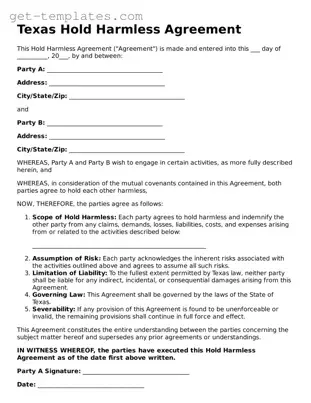 Attorney-Approved  Hold Harmless Agreement Document for Texas