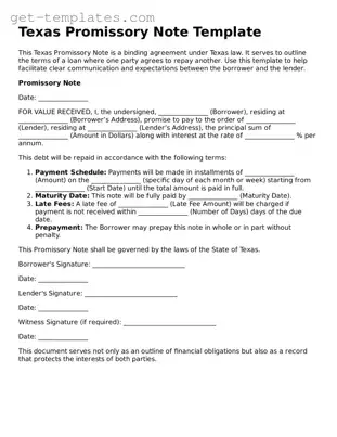 Attorney-Approved  Promissory Note Document for Texas