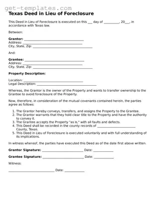 Attorney-Approved  Deed in Lieu of Foreclosure Document for Texas