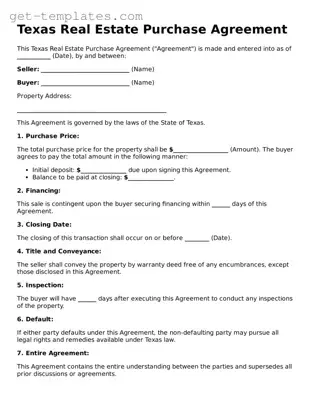 Attorney-Approved  Real Estate Purchase Agreement Document for Texas