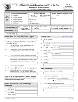 Fill in a Valid USCIS I-864 Template