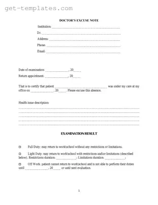 Fill in a Valid Doctors Excuse Note Template