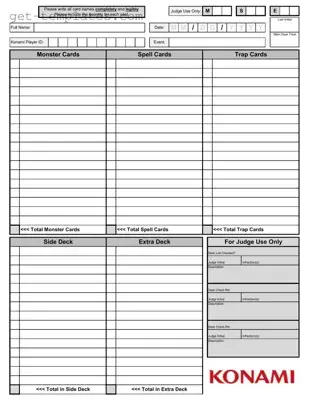 Fill in a Valid Konami Decklist Template