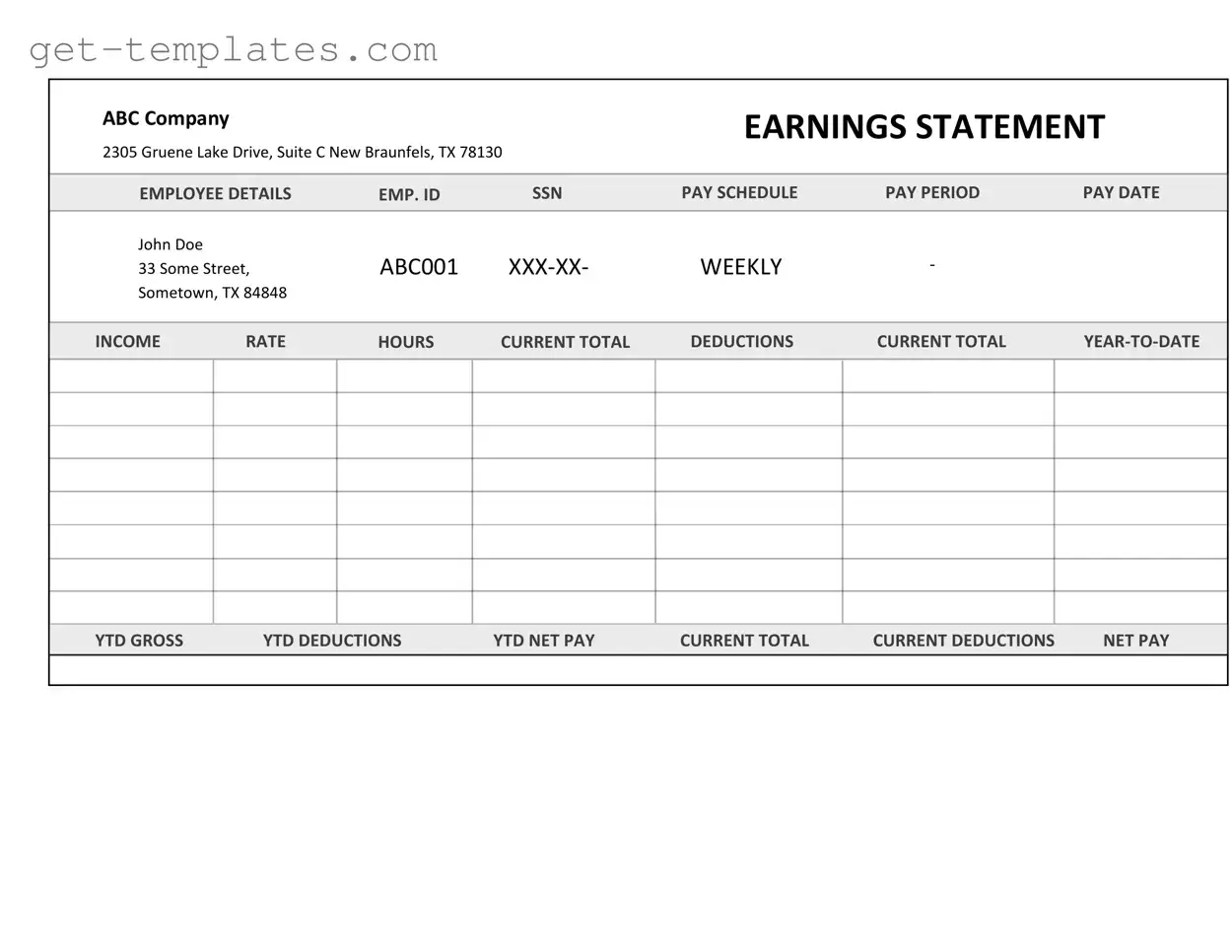Fill in a Valid Independent Contractor Pay Stub Template