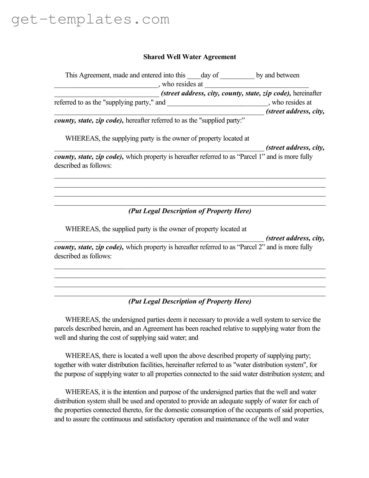 Fill in a Valid Shared Well Agreement Template