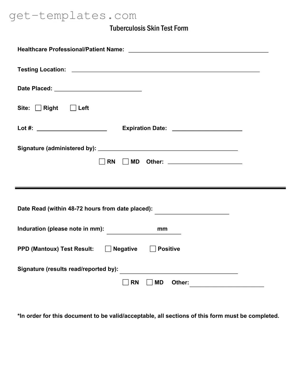 Fill in a Valid Tb Test Template