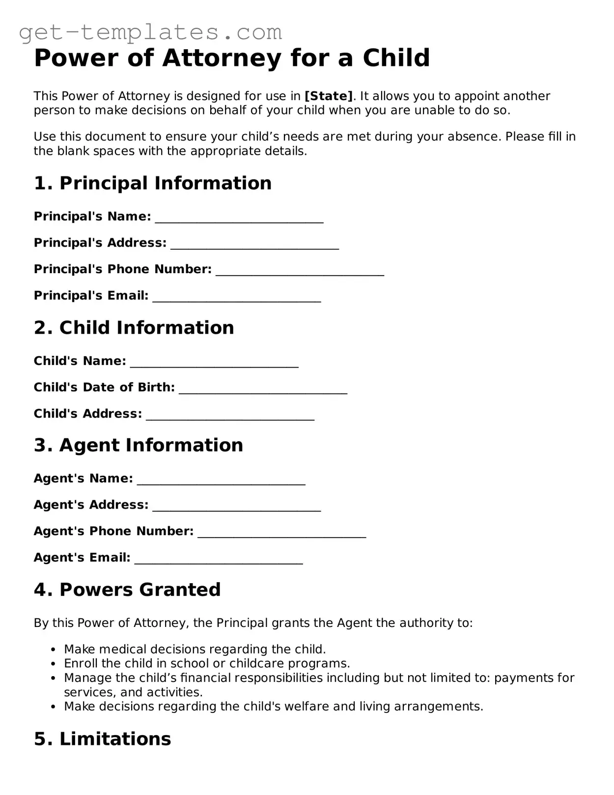 Attorney-Approved Power of Attorney for a Child Form