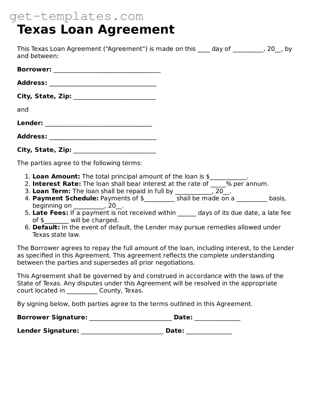 Attorney-Approved  Loan Agreement Document for Texas