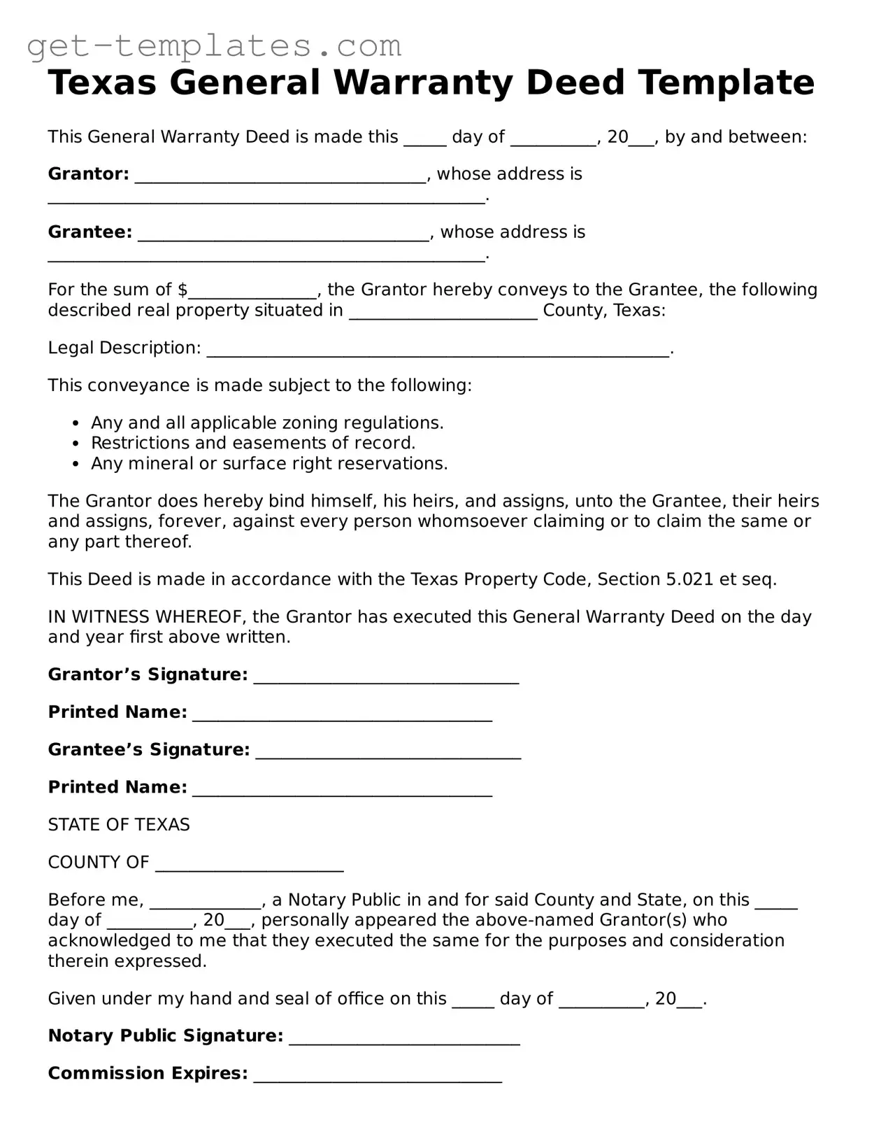 Attorney-Approved  Deed Document for Texas