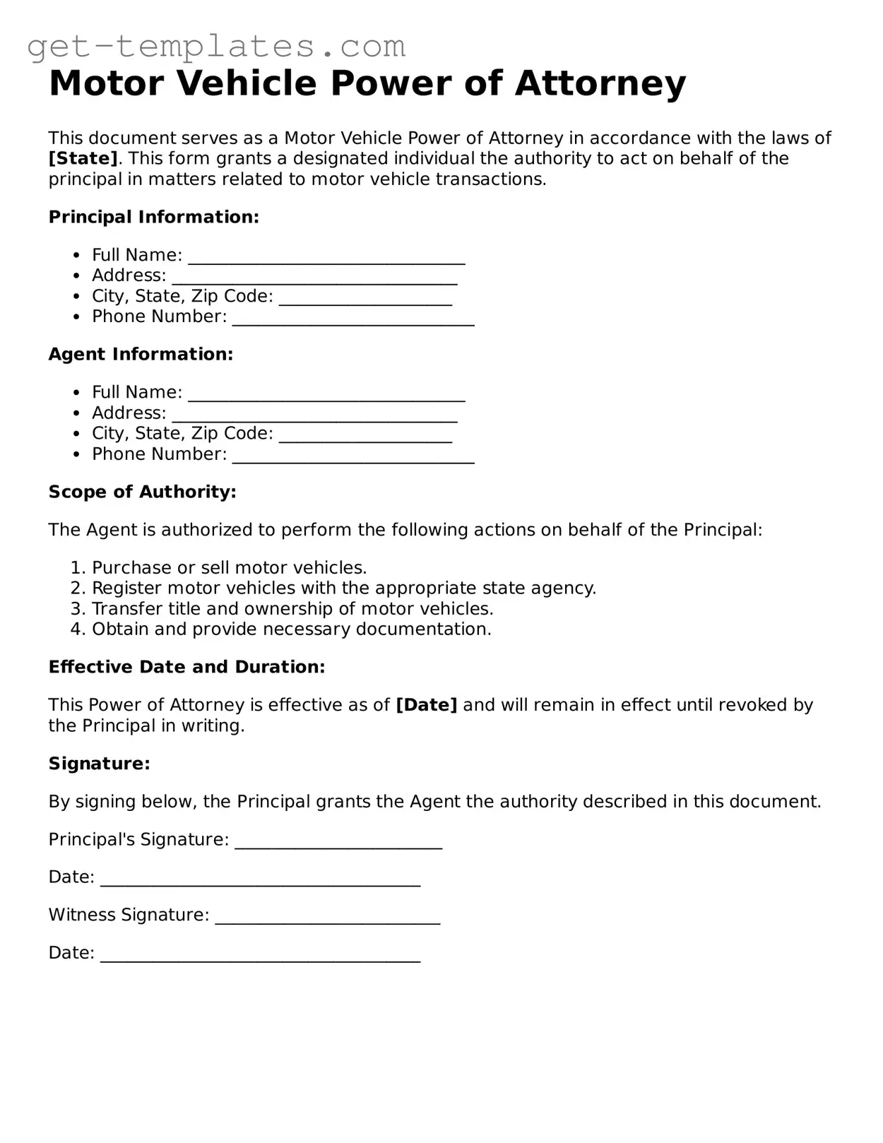 Attorney-Approved Motor Vehicle Power of Attorney Form