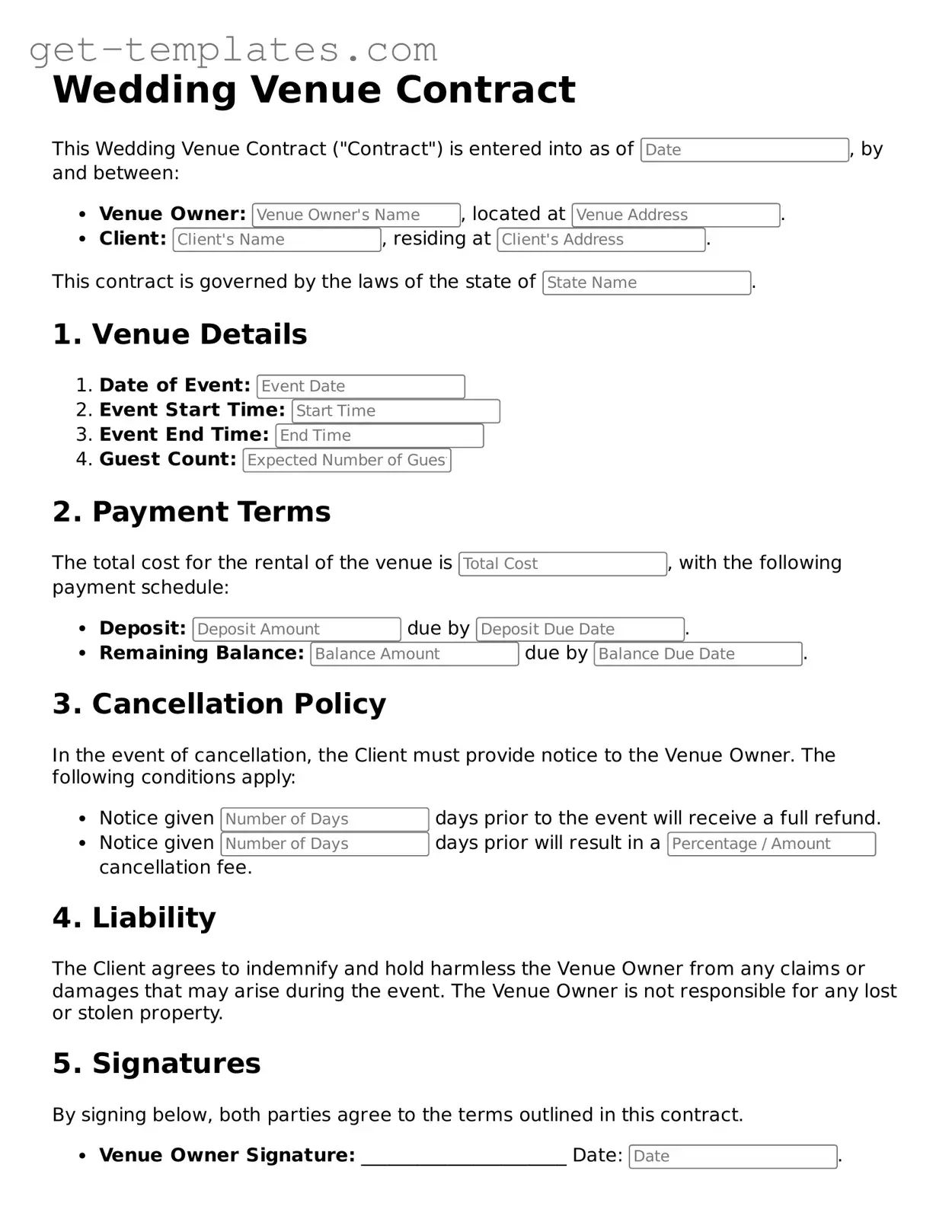 Attorney-Approved Wedding Venue Contract Form