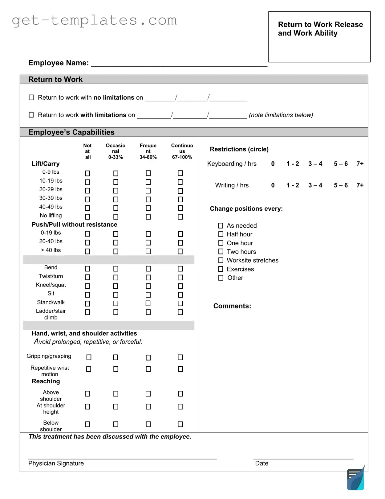 Fill in a Valid Work Release Template