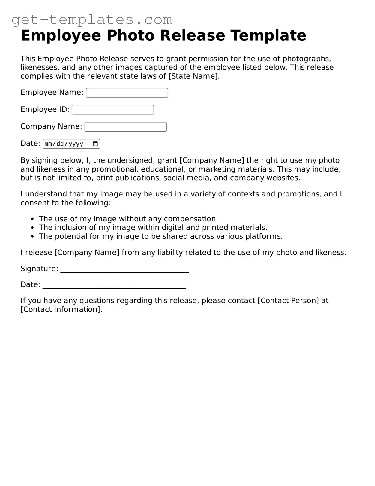 Attorney-Approved Employee Photo Release Form
